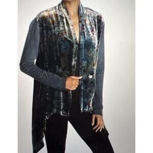 Johnny Was Velvet Drape Open Cardigan Sweater Rayon/Silk/Cashmere M READ